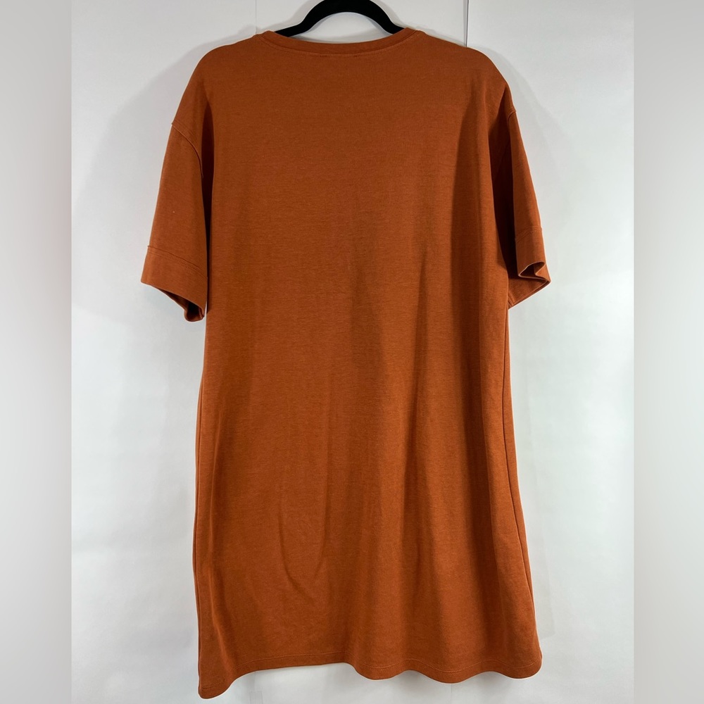ZARA Trafauluc T-shirt Burnt Orange Cotton Blend Dress Fall Size Large - Picture 4 of 9